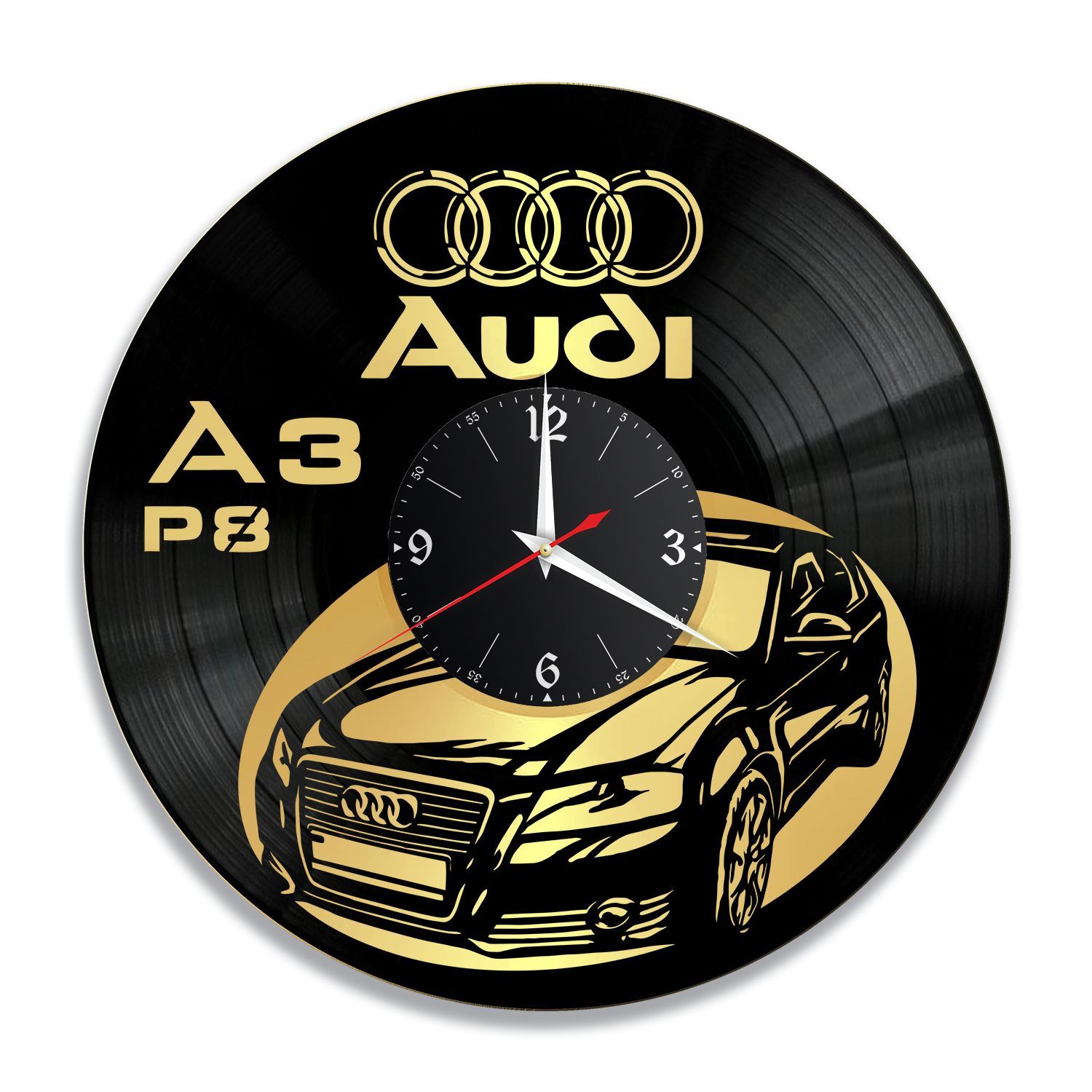 Часы настенные "Ауди A3 P8 (Audi), золото" из винила, №9 VC-12202-1