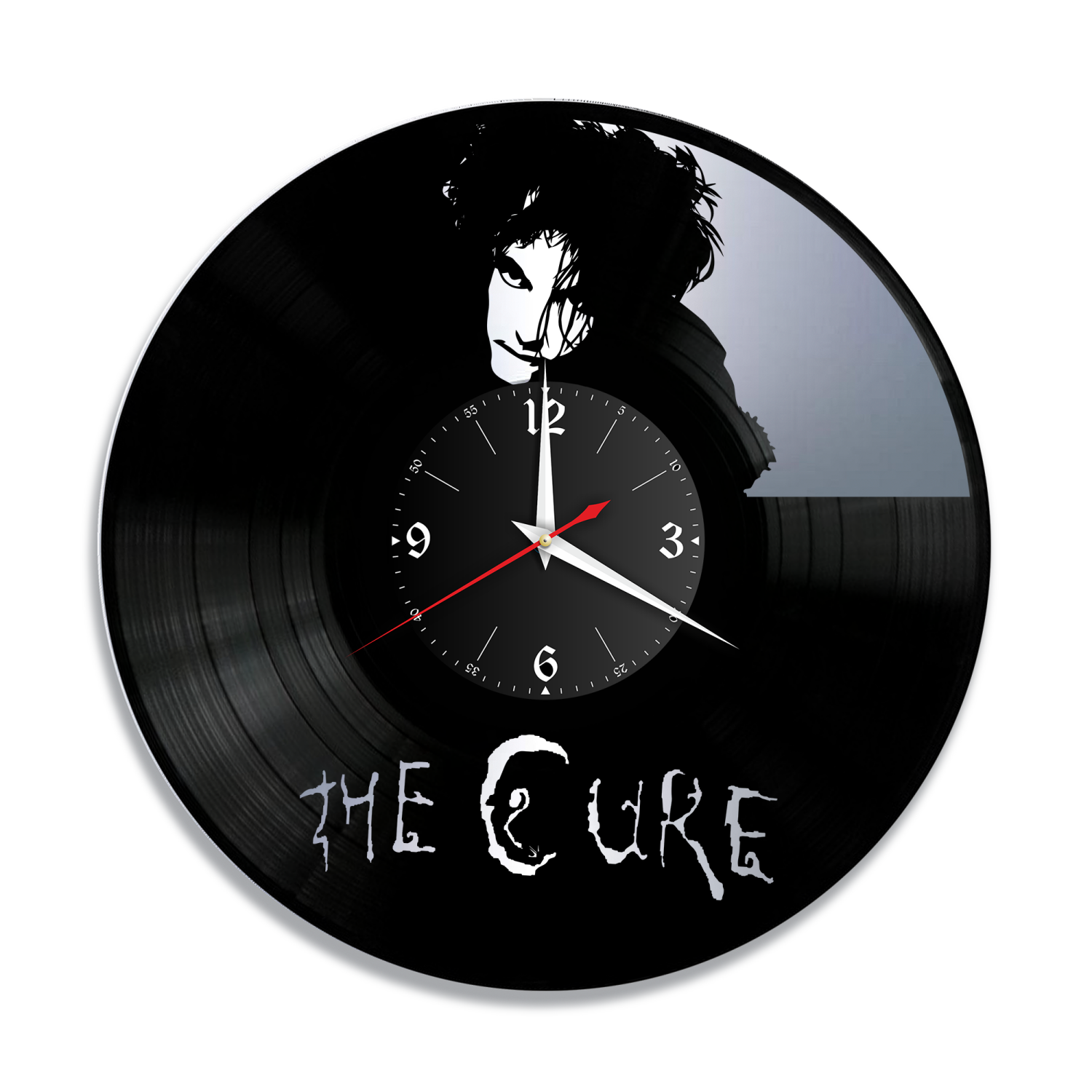 Часы настенные "Группа Cure, серебро" из винила, №R1 VC-12116-2