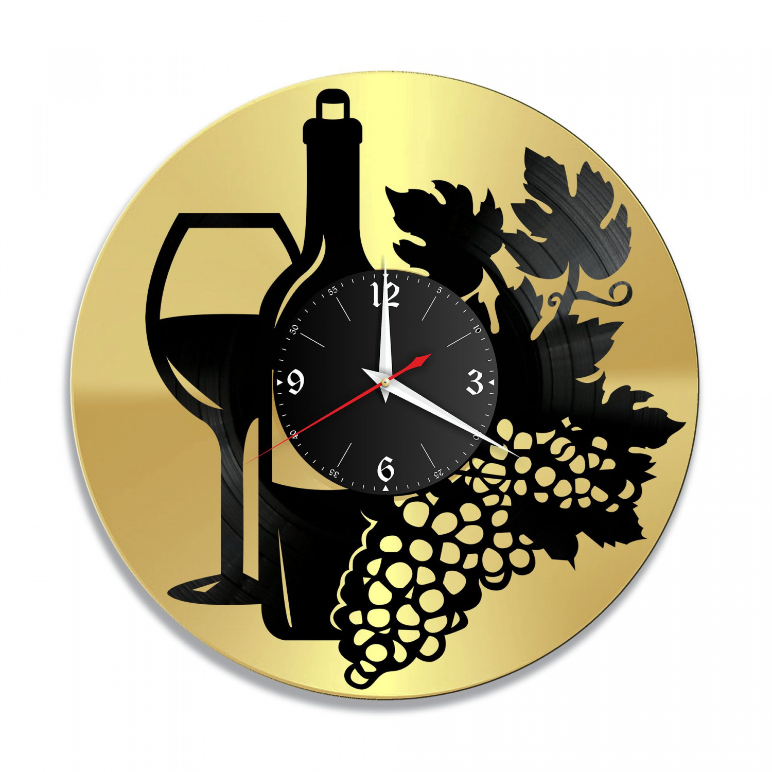 Часы настенные "Вино, золото" из винила, №1 VC-10601-1