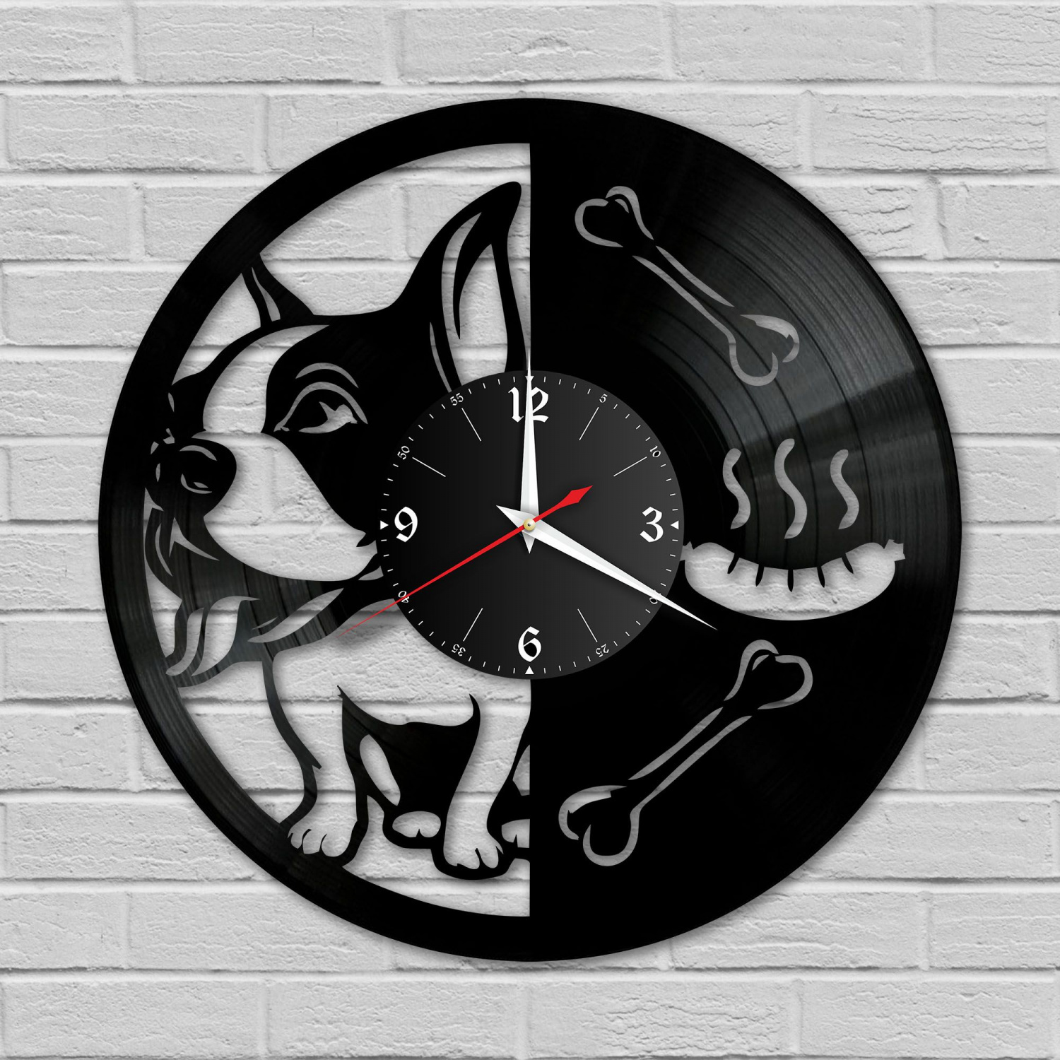 Часы настенные "Собака" из винила, №3 VC-10728