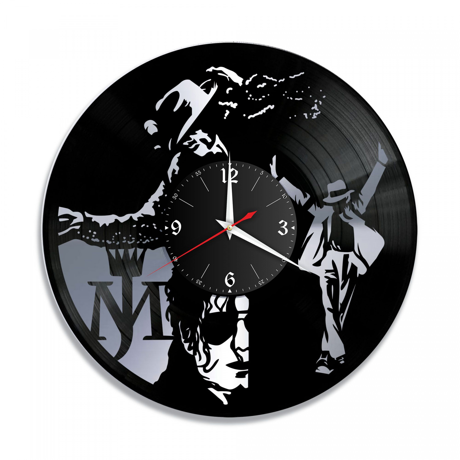 Часы настенные "Майкл Джексон, серебро" из винила, №8 VC-10241-2