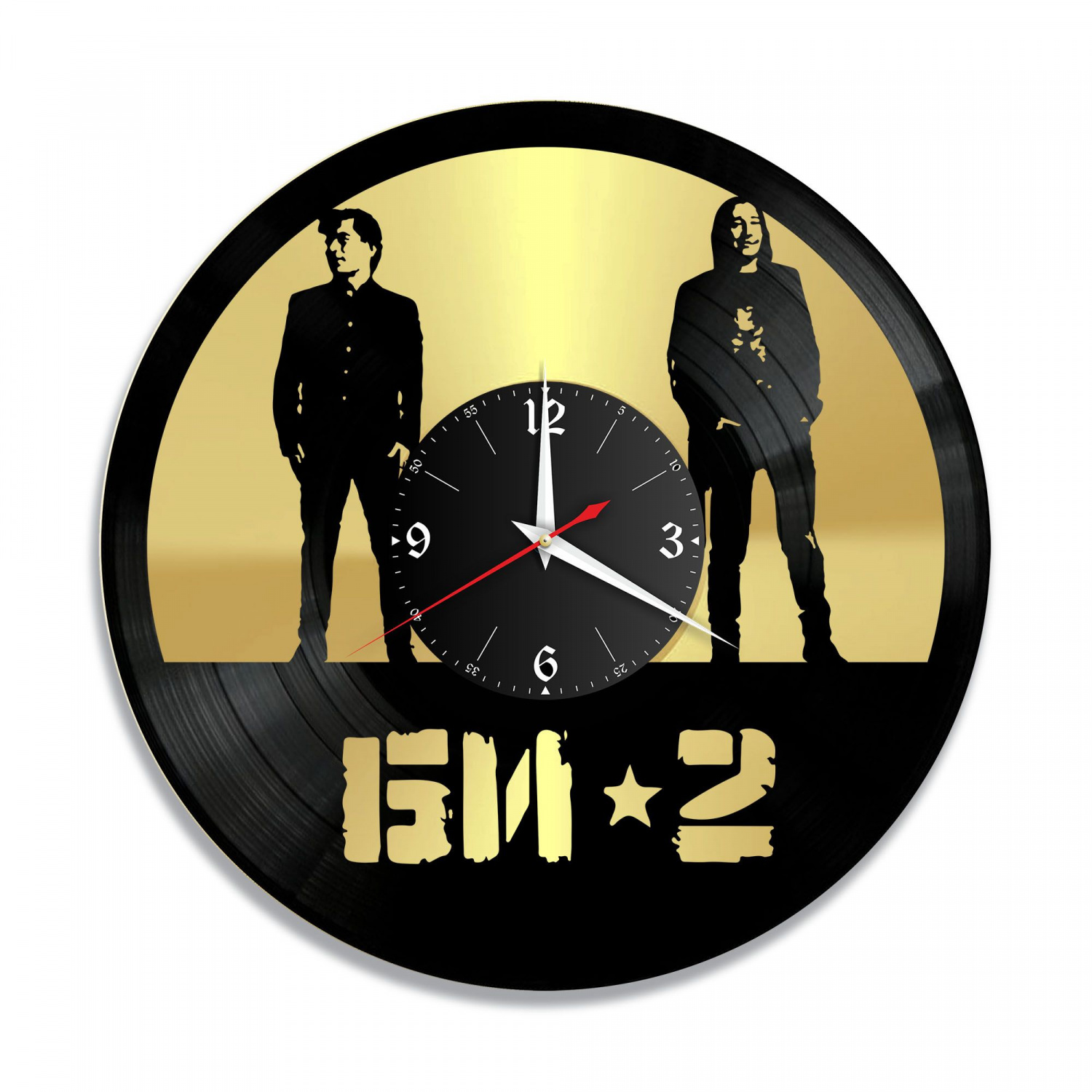 Часы настенные "группа Би-2, золото" из винила, №1 VC-10000-1