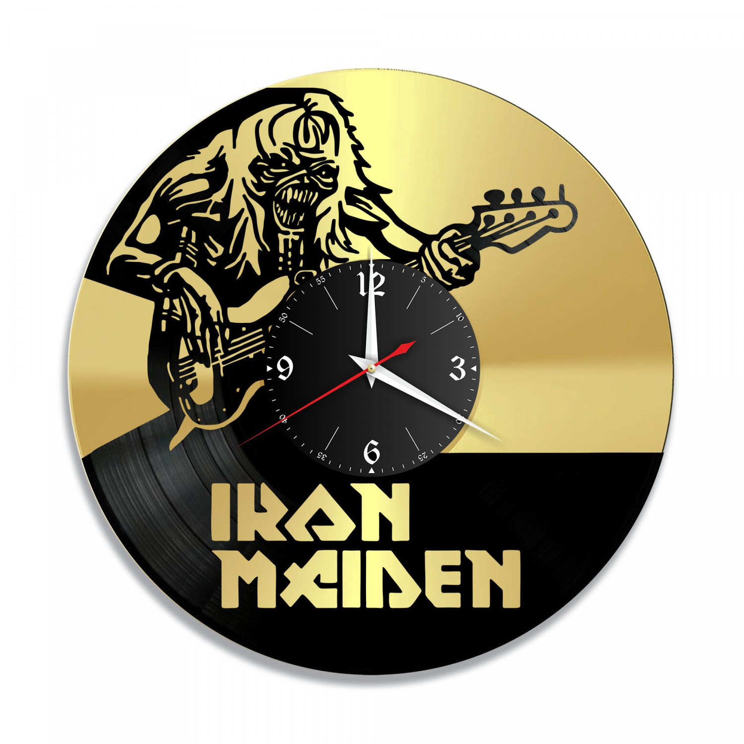 Часы настенные "группа Iron Maiden, золото" из винила, №2 VC-10101-1