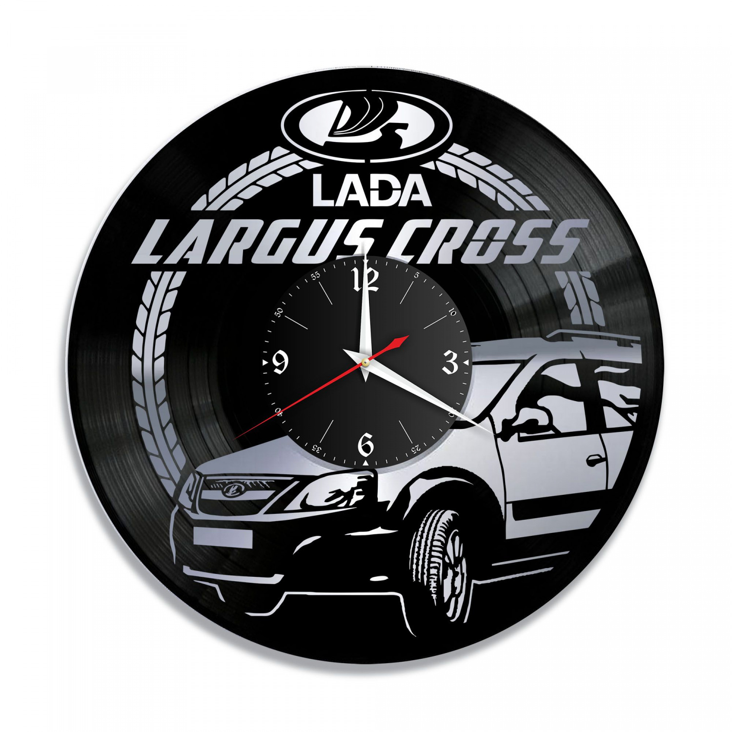Часы настенные "Lada Largus Cross, серебро" из винила, №2 VC-10418-2