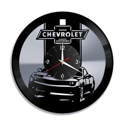 Часы настенные "Chevrolet Camaro, серебро" из винила, №1