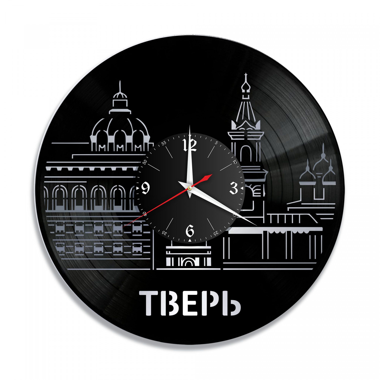 Часы настенные "город Тверь, серебро" из винила, №1 VC-10505-2