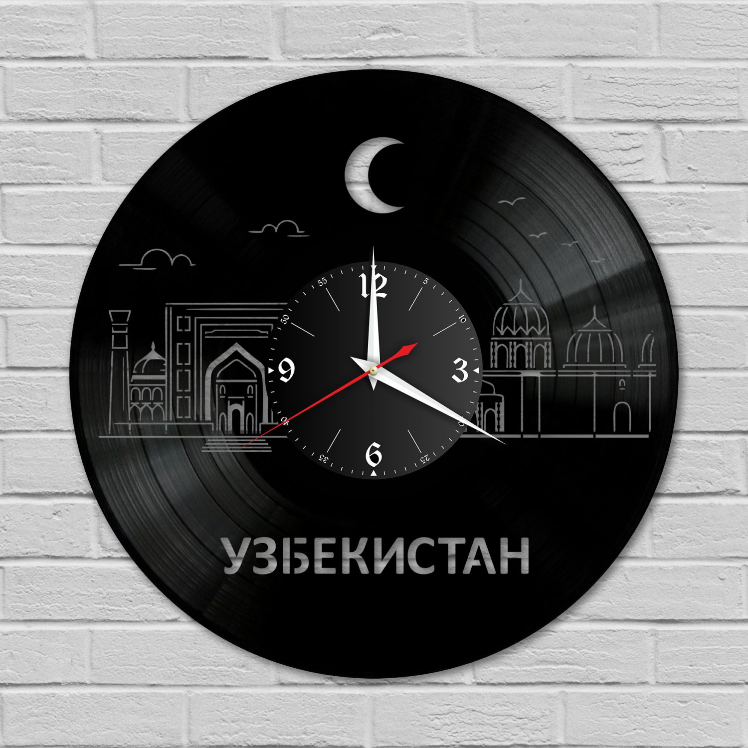 Часы настенные "Узбекистан" из винила, №1 VC-10491