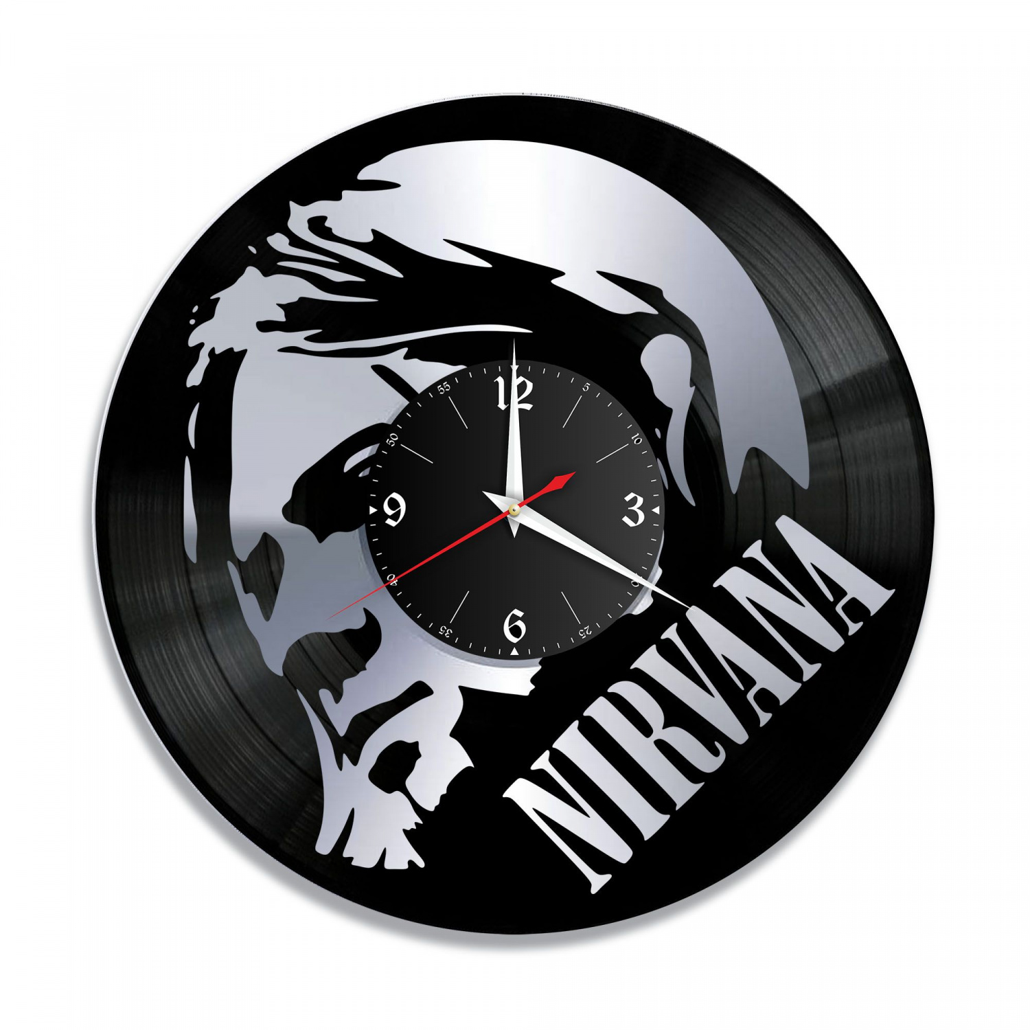 Часы настенные "группа Nirvana, серебро" из винила, №1 VC-10127-2