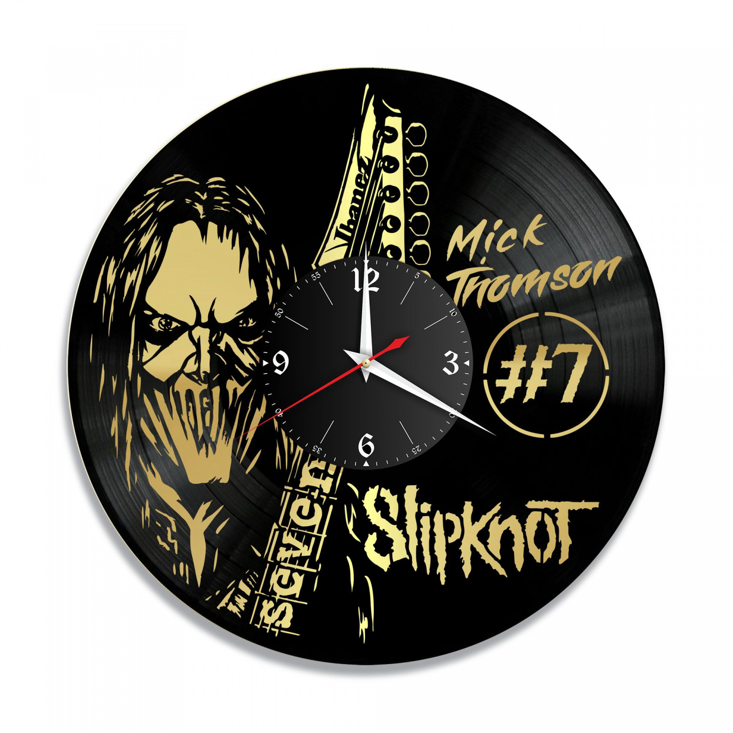 Часы настенные "группа Slipknot (Мик Томсон), золото" из винила, №7 VC-10832-1