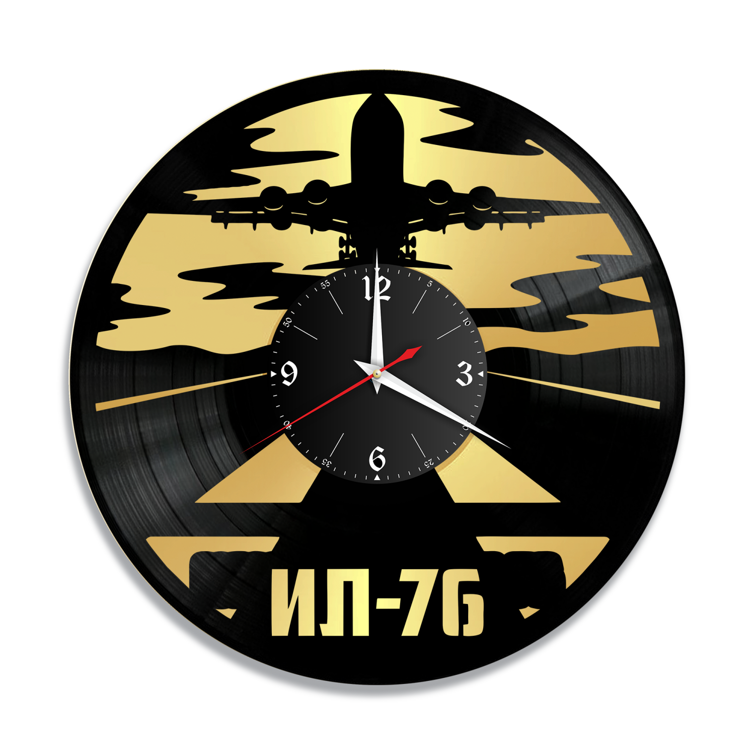 Часы настенные "Самолет ИЛ-76, золото" из винила, №1 VC-12151-1