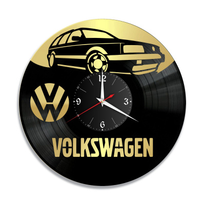 Часы настенные "Volkswagen, золото" из винила, №2
