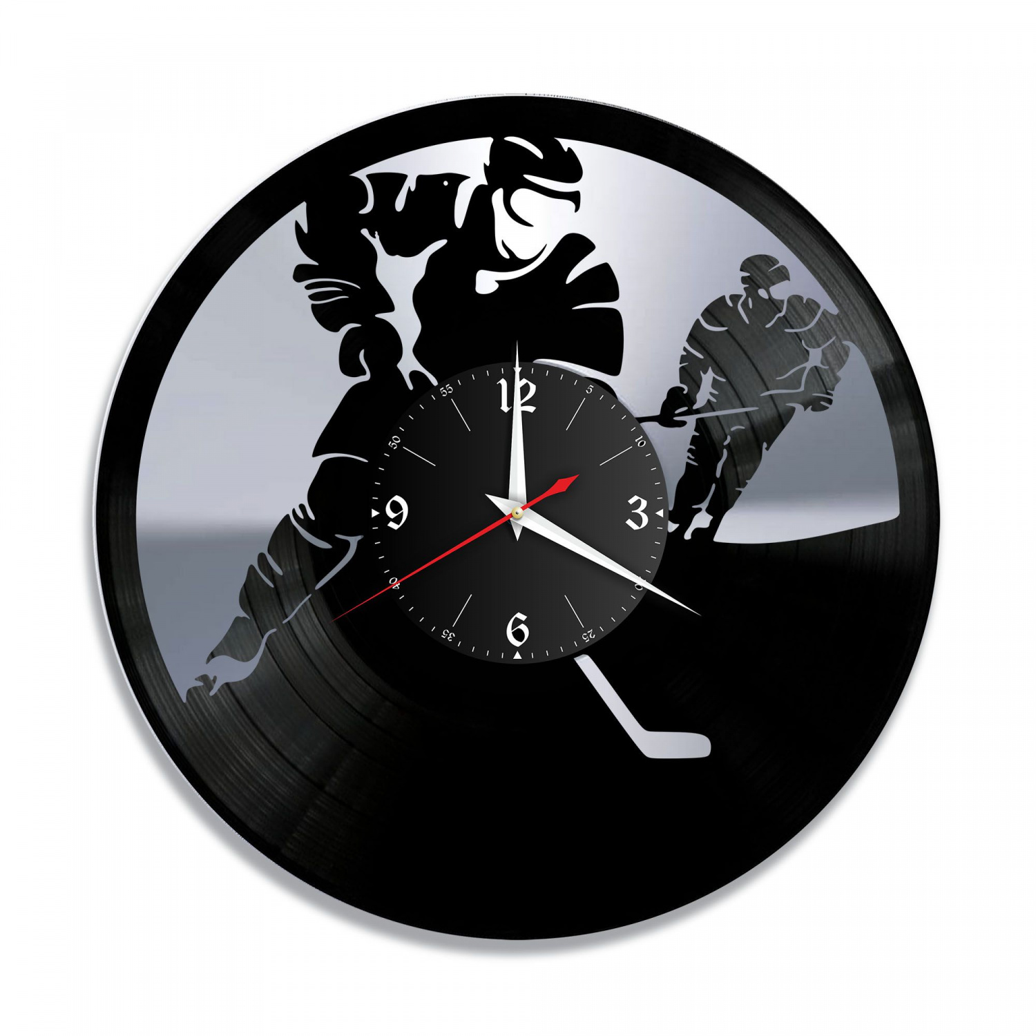 Часы настенные "Хоккей, серебро" из винила, №2 VC-10532-2