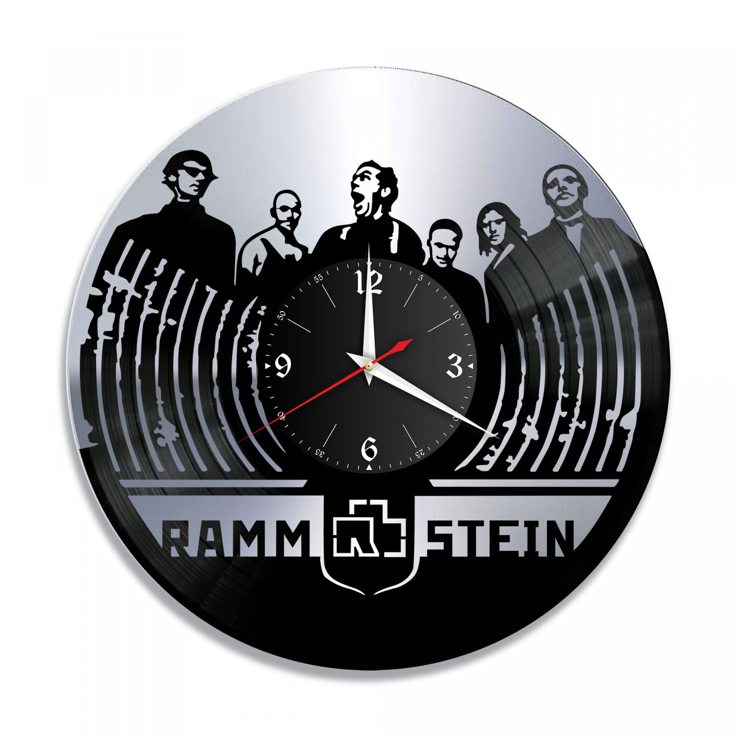 Часы настенные "группа Rammstein, серебро" из винила, №4 VC-10148-2