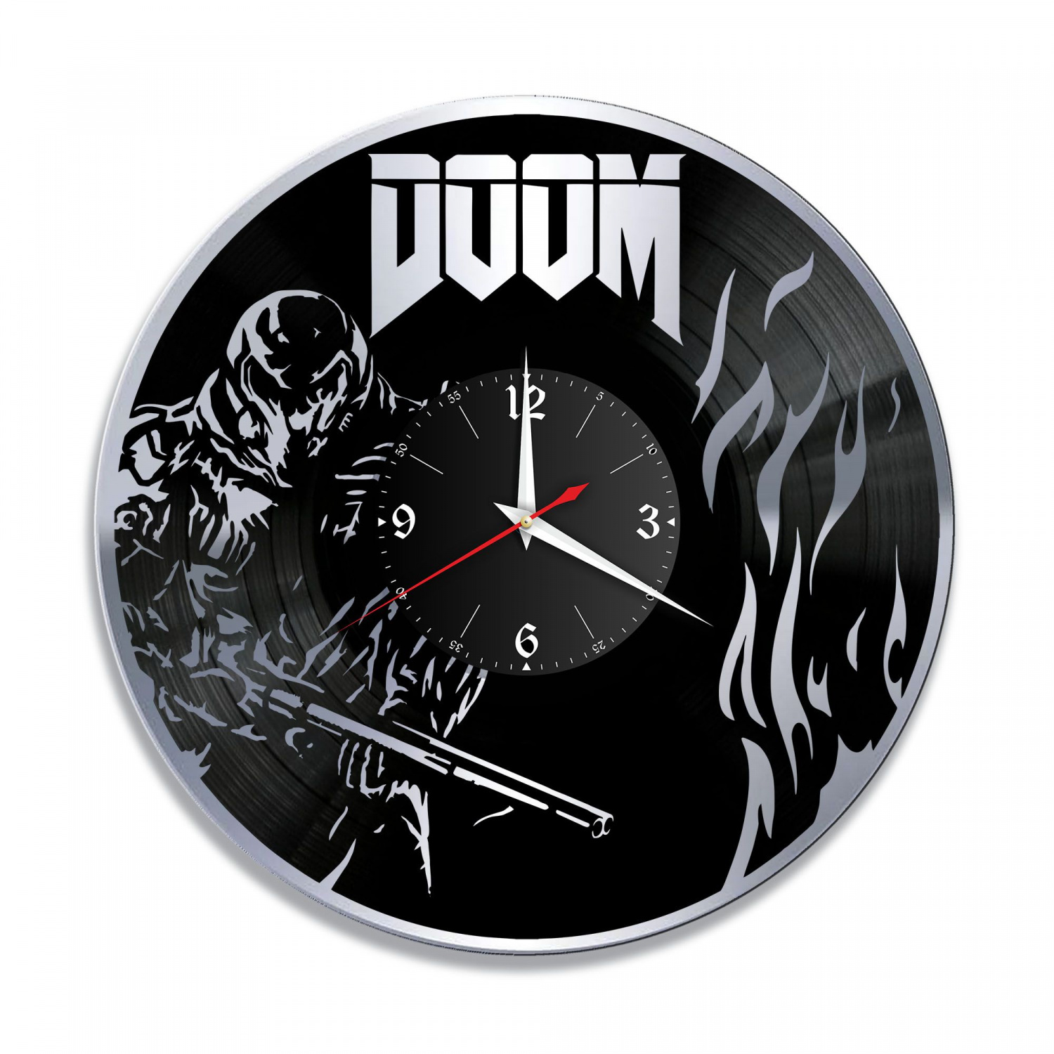Часы настенные "Игра DOOM, серебро" из винила, №1 VC-10558-2