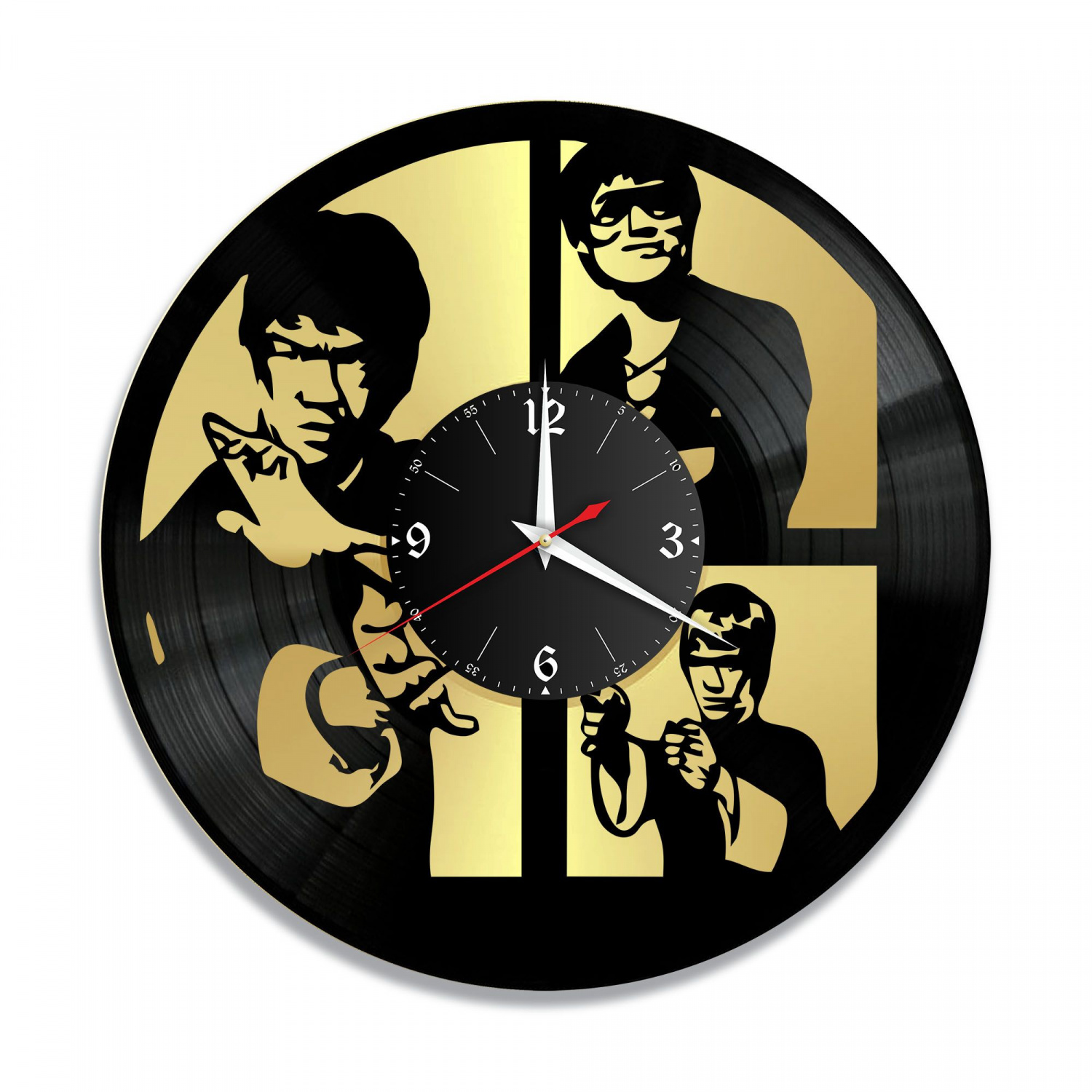 Часы настенные "Брюс Ли (Bruce Lee), золото" из винила, №1 VC-10733-1