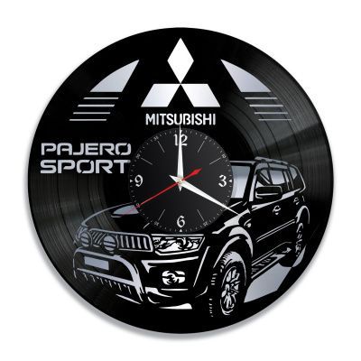 Часы настенные "Mitsubishi Pajero Sport, серебро" из винила, №2