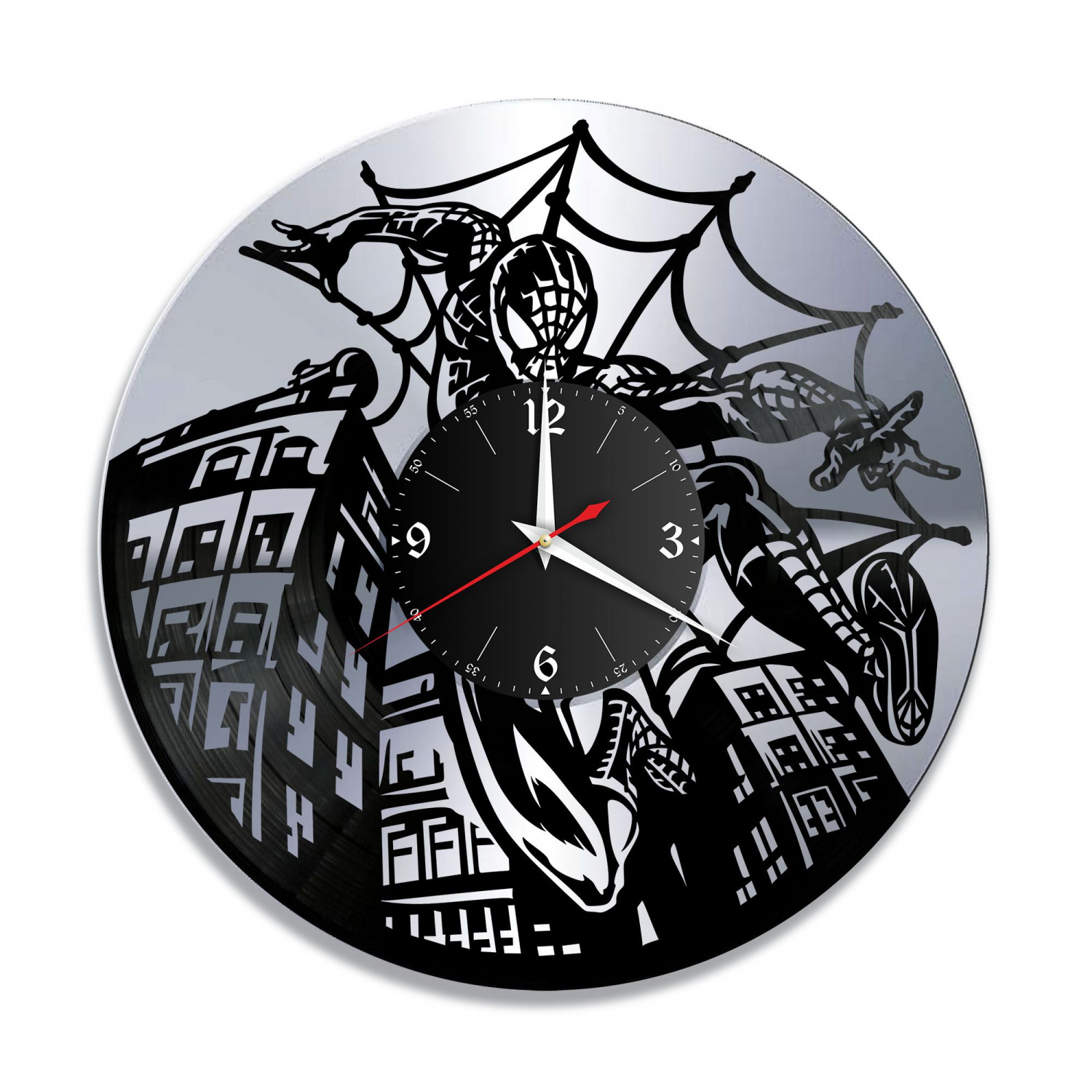 Часы настенные "Человек-паук (Spiderman), серебро" из винила, №2 VC-12048-2