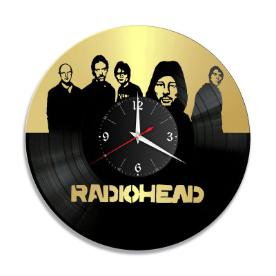 Часы настенные "группа Radiohead, золото" из винила, №1