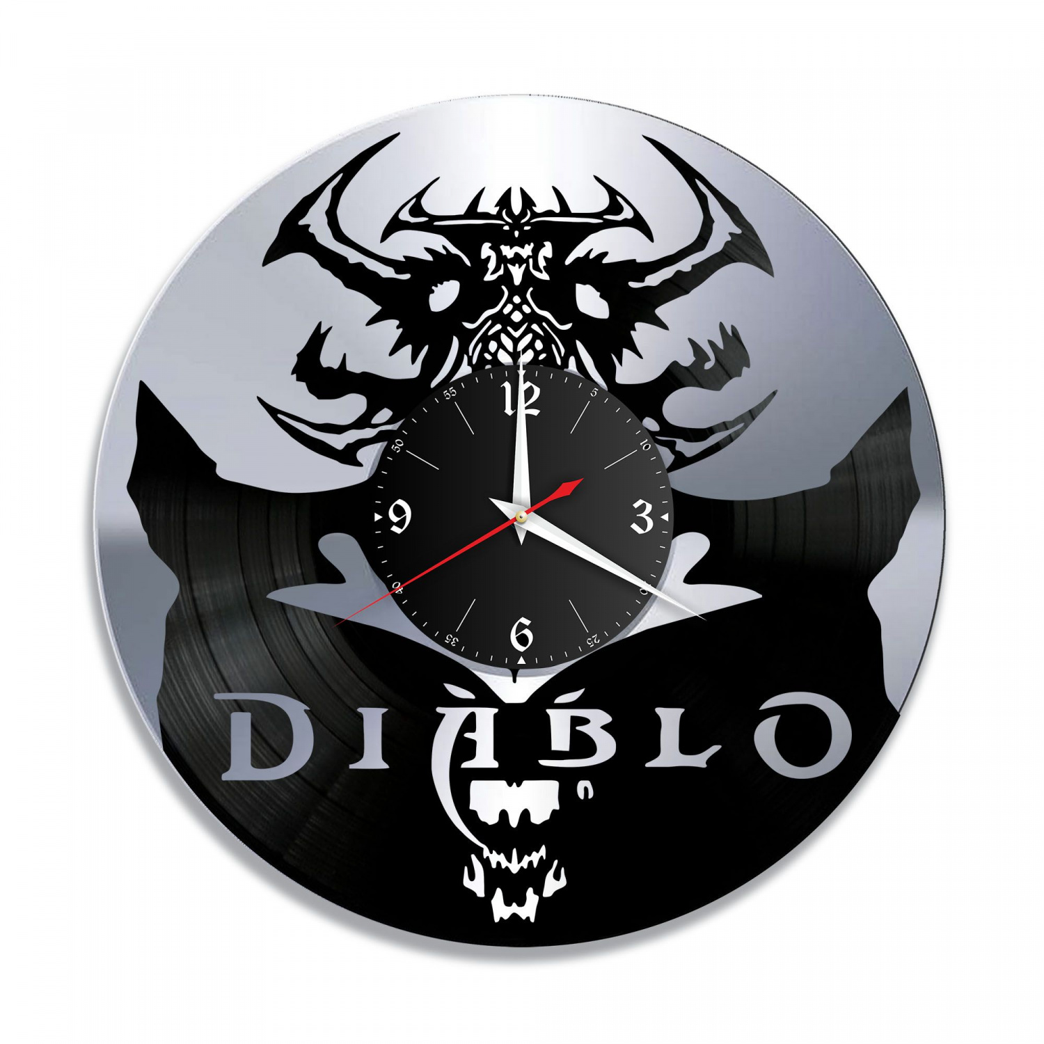 Часы настенные "Игра Diablo, серебро" из винила, №2 VC-11046-2