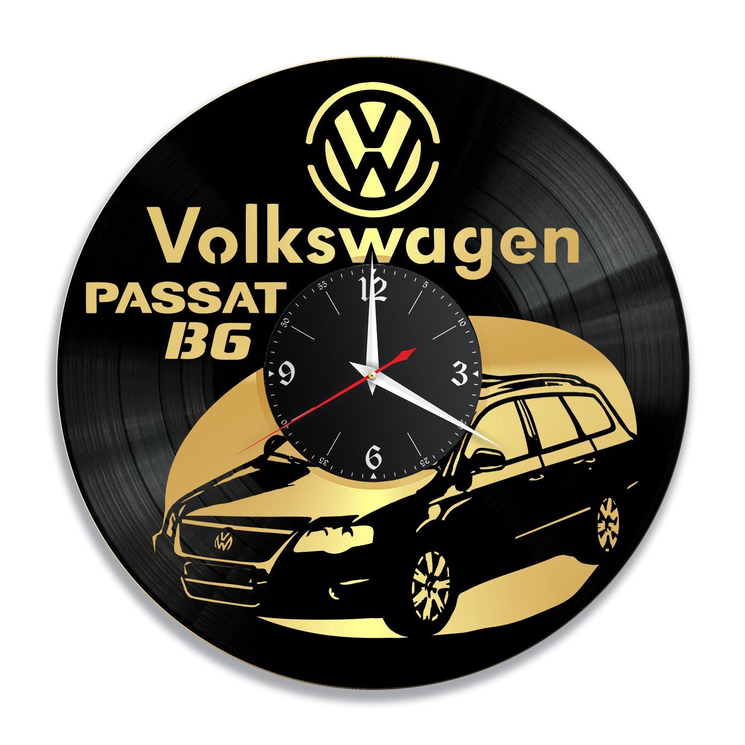 Часы настенные "Volkswagen Passat B6, золото" из винила, №7 VC-12254-1