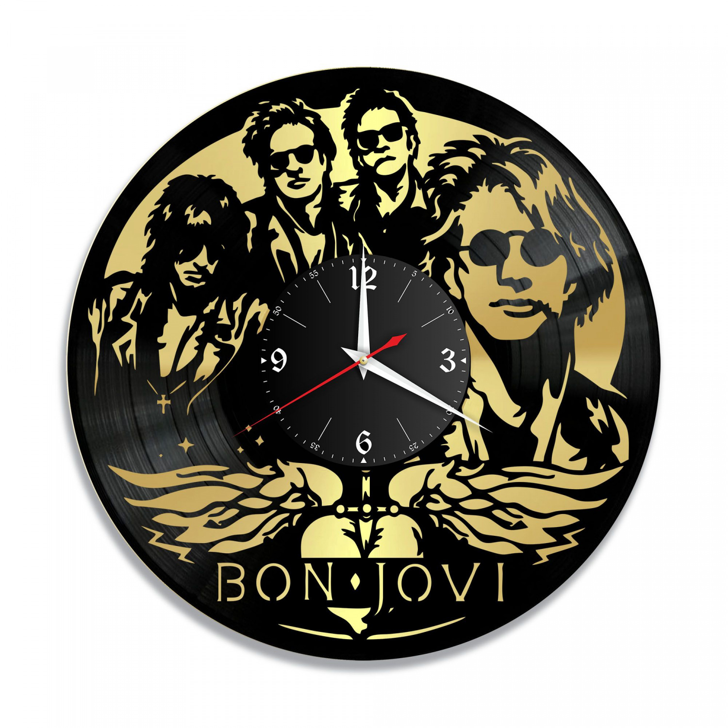 Часы настенные "группа Bon Jovi, золото" из винила, №1 VC-10083-1