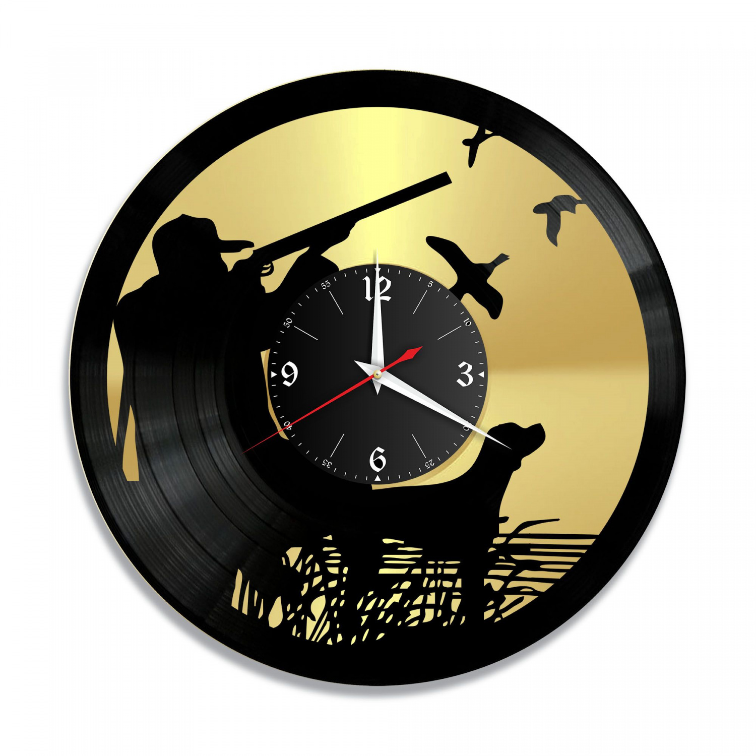 Часы настенные "Охота, золото" из винила, №1 VC-10617-1