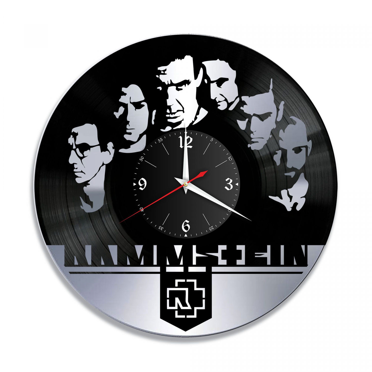 Часы настенные "группа Rammstein, серебро" из винила, №1 VC-10145-2