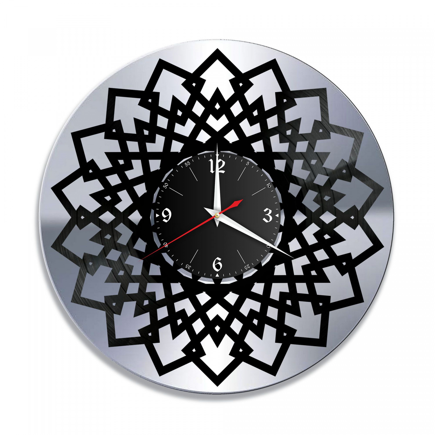 Часы настенные "Геометрия, серебро" из винила, №1 VC-12020-2