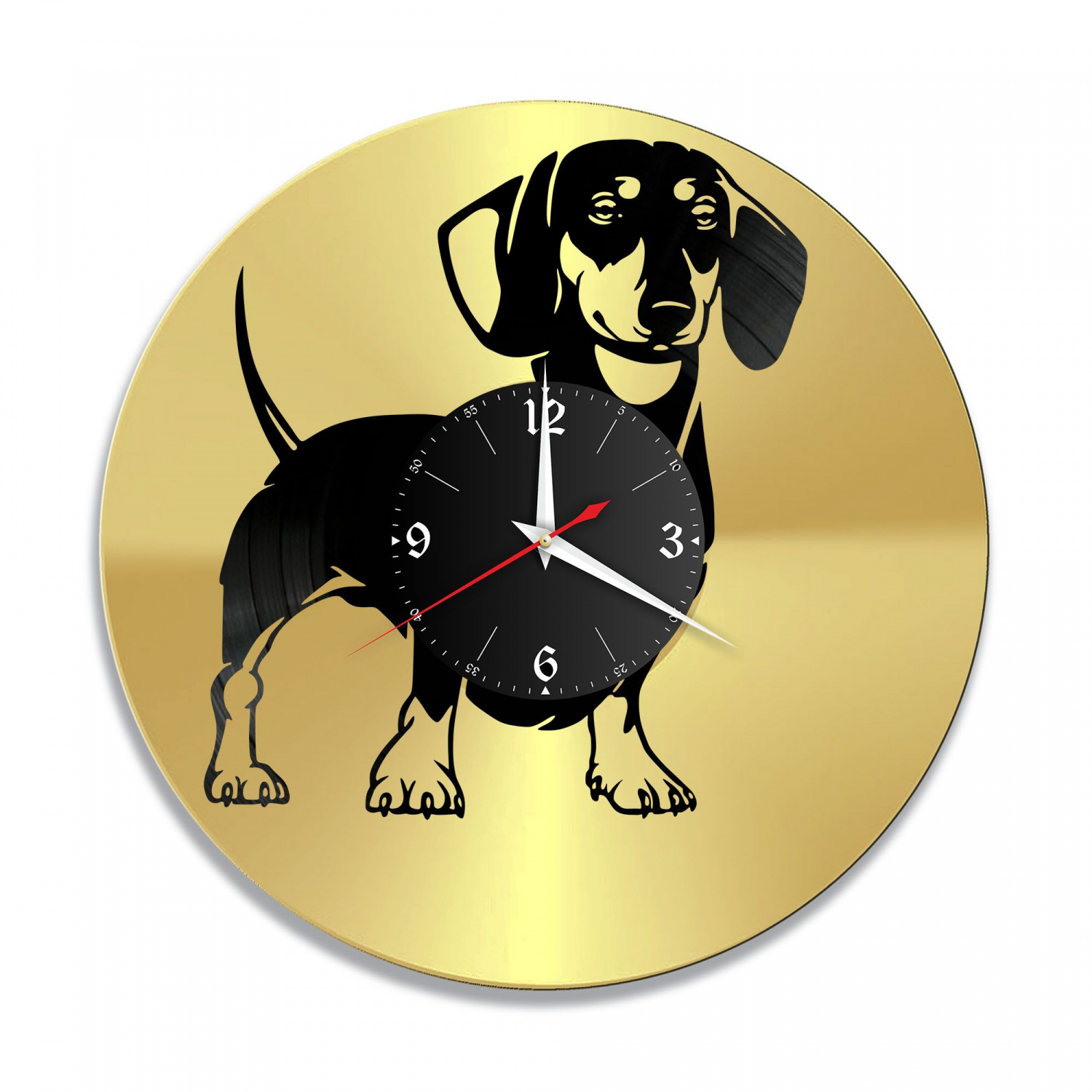 Часы настенные "Собака, золото" из винила, №2 VC-10727-1