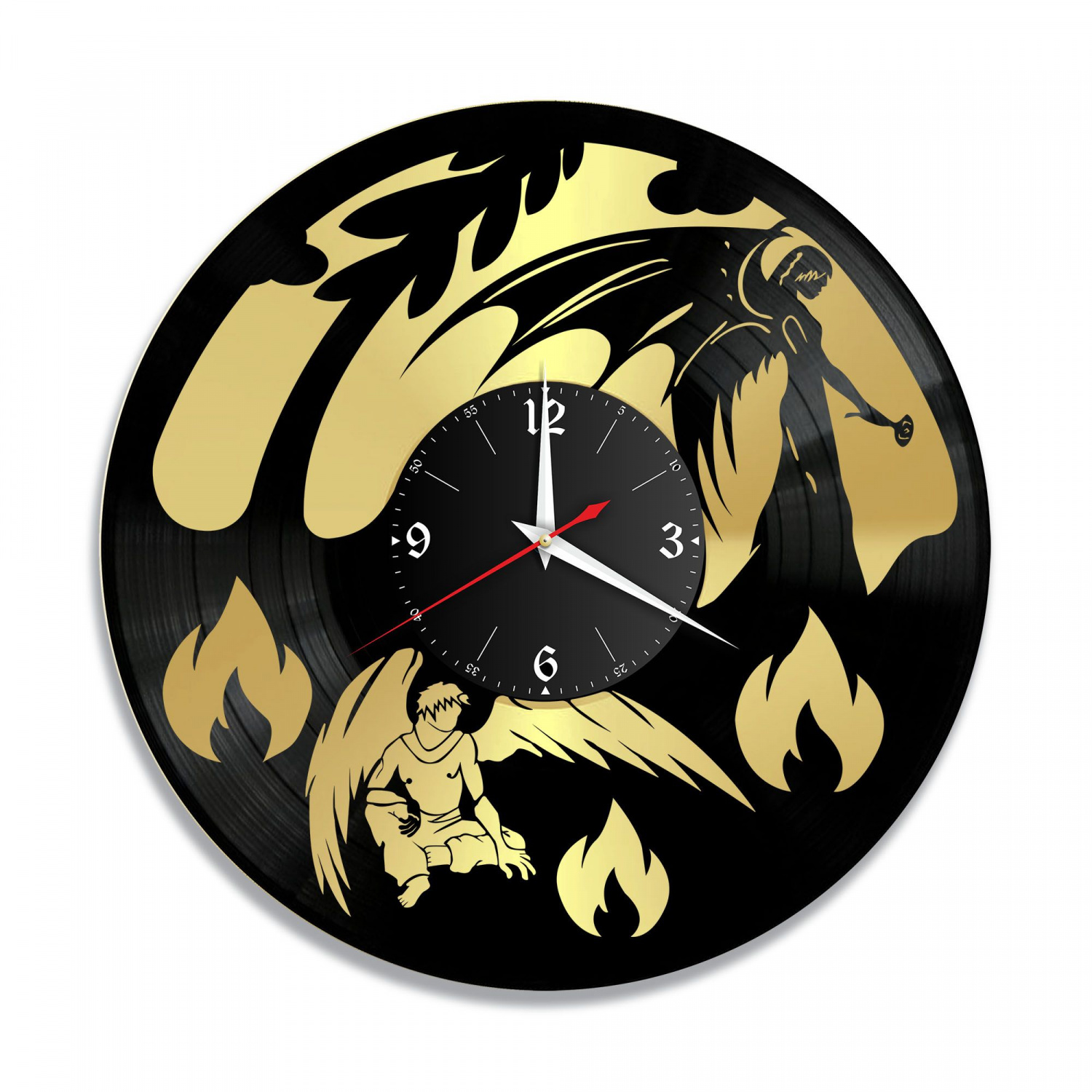 Часы настенные "Ангел и бес, золото" из винила, №2 VC-10687-1