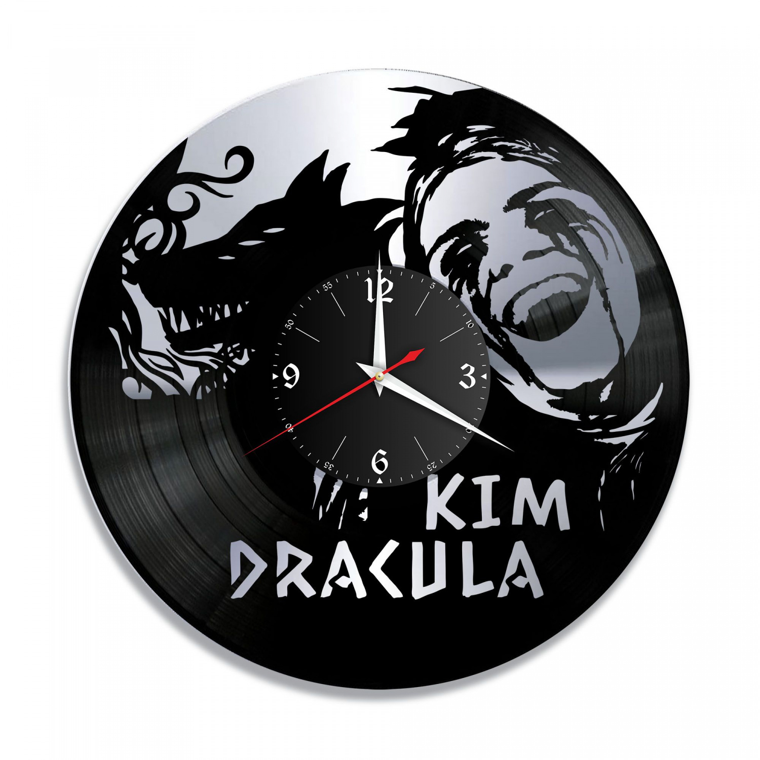 Часы настенные "Ким Дракула (Kim Dracula), серебро" из винила, №1 VC-10870-2