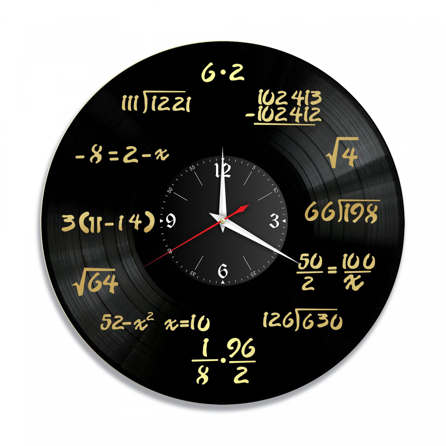 Часы настенные "Математика, золото" из винила, №1 VC-10648-1