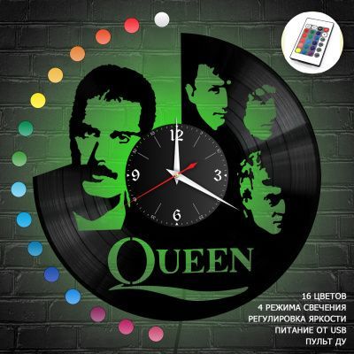 Часы с подсветкой "группа Queen" из винила, №9