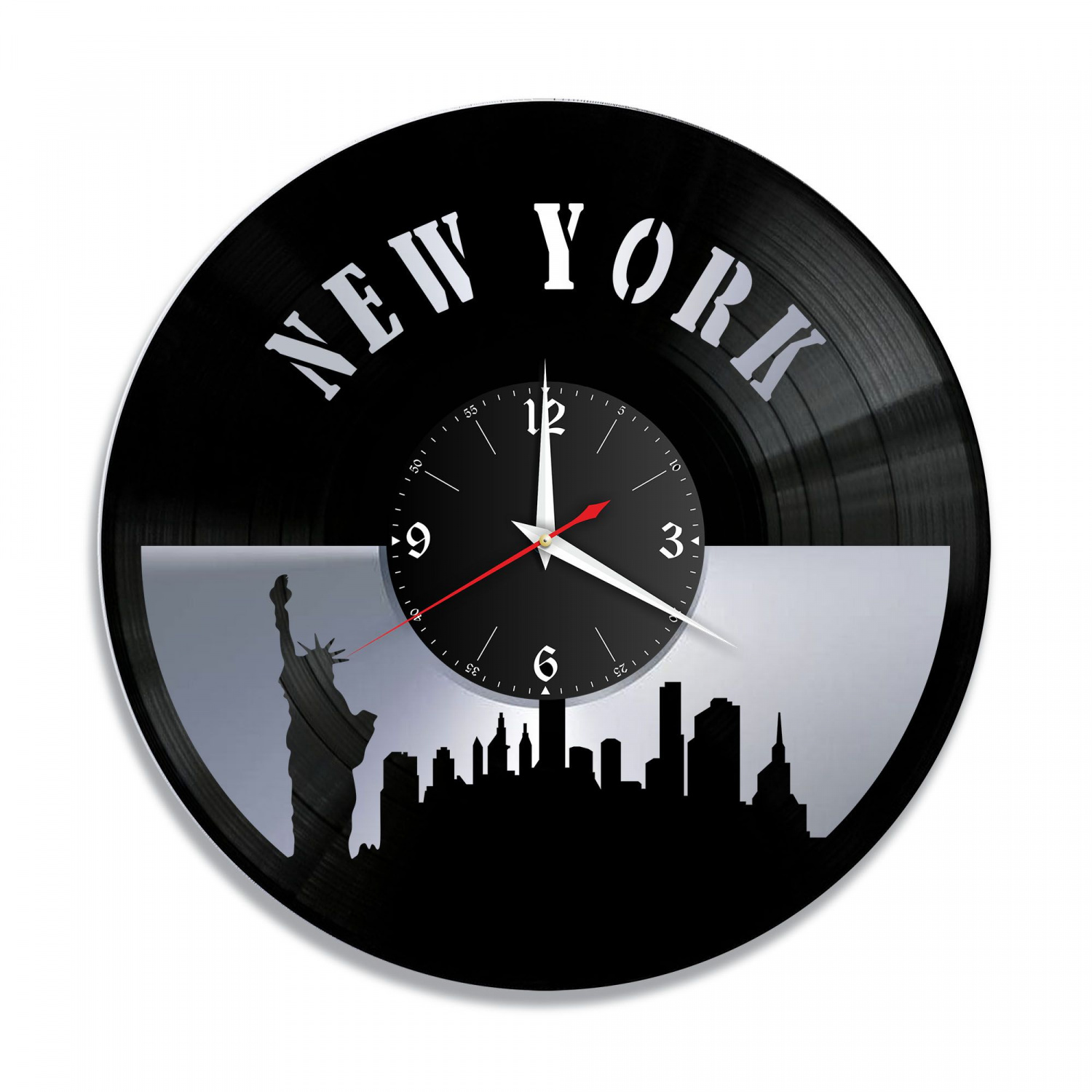Часы настенные "город Нью Йорк, серебро" из винила, №1 VC-10479-2