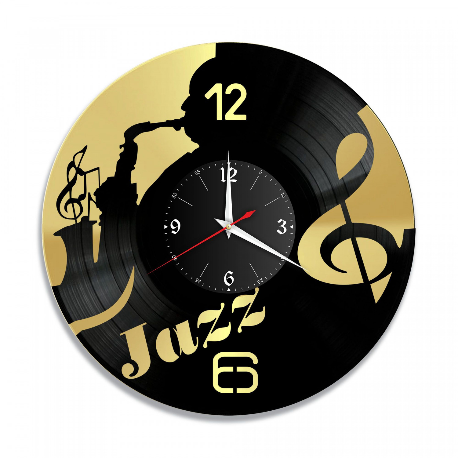 Часы настенные "Музыка, золото" из винила, №1 VC-10291-1