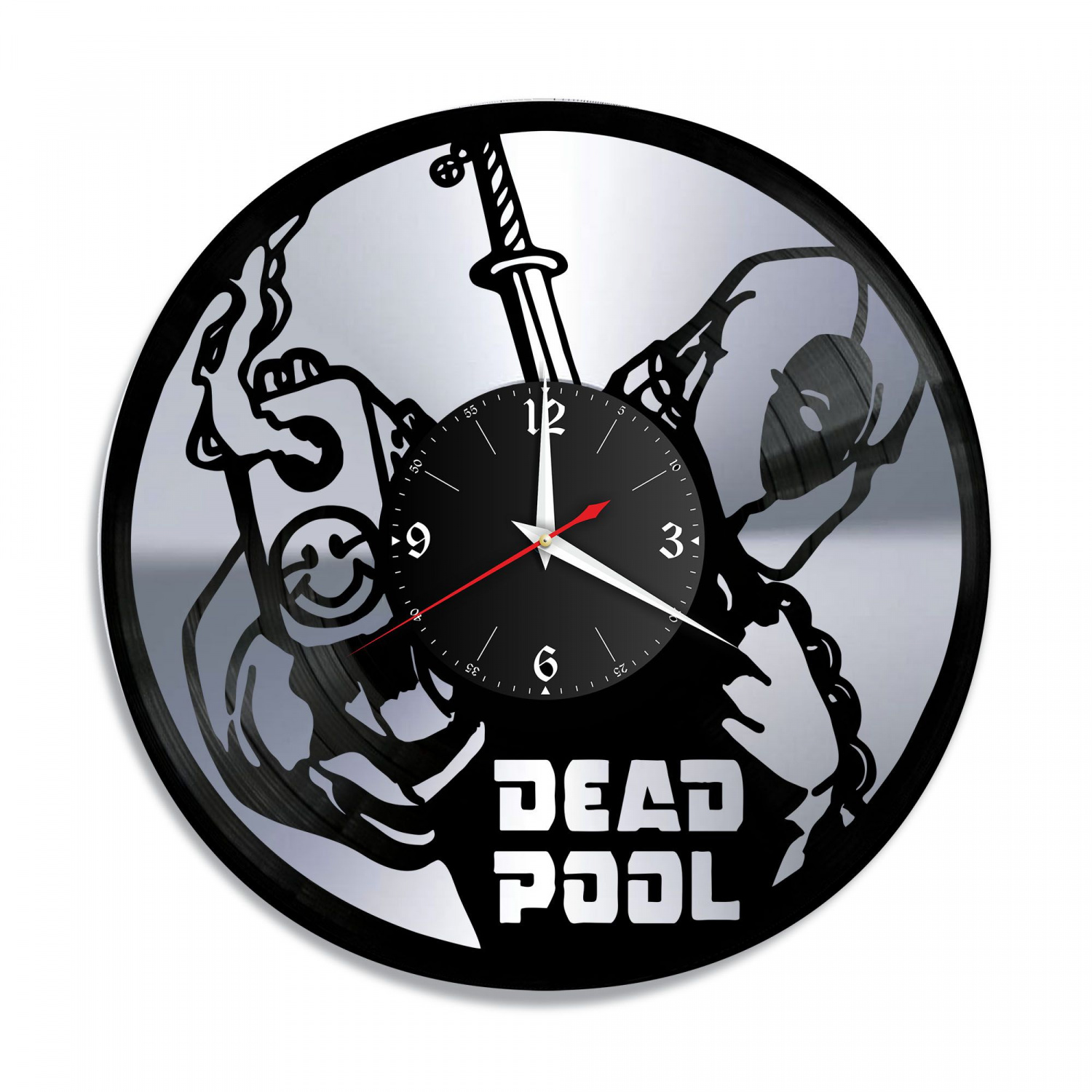 Часы настенные "Deadpool, серебро" из винила, №1 VC-10307-2