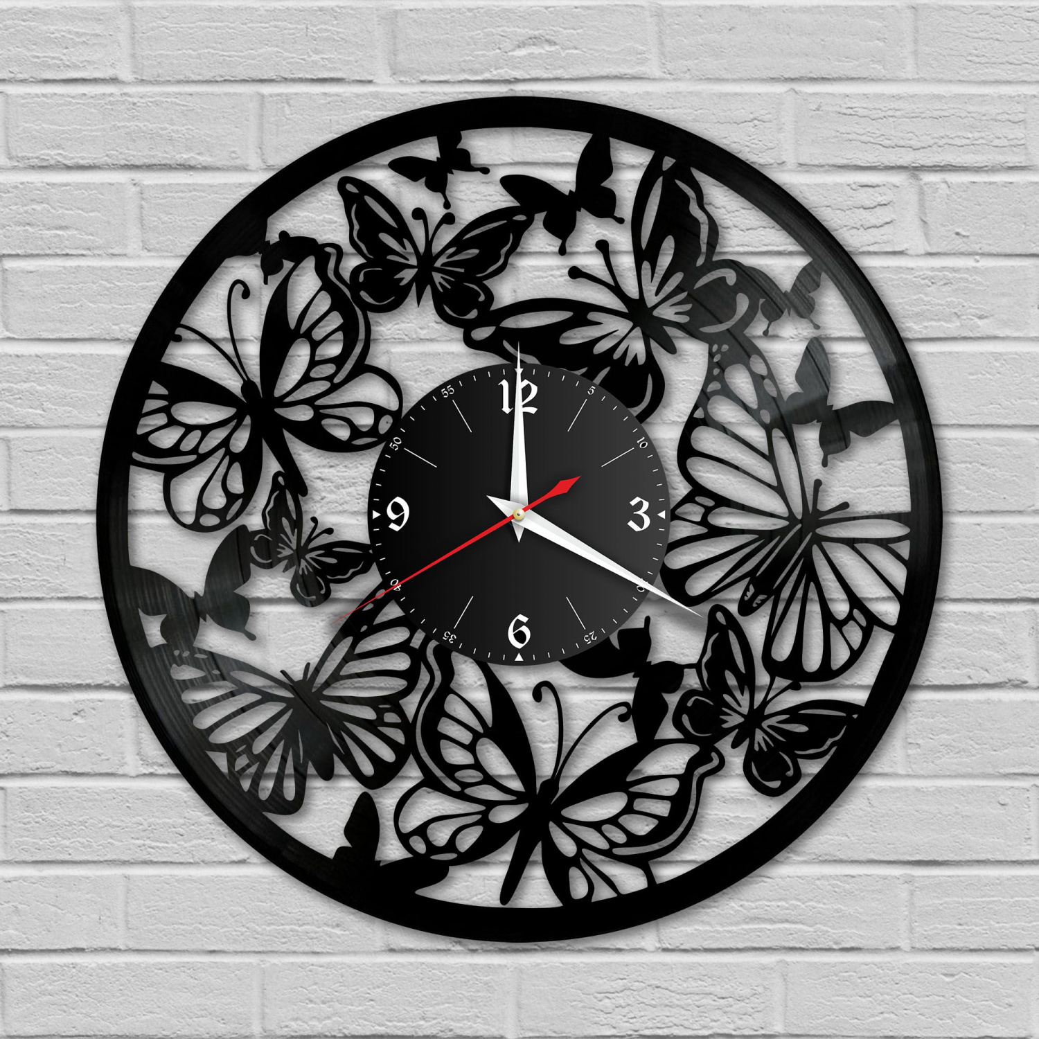 Часы настенные "Бабочки" из винила, №1 VC-10847