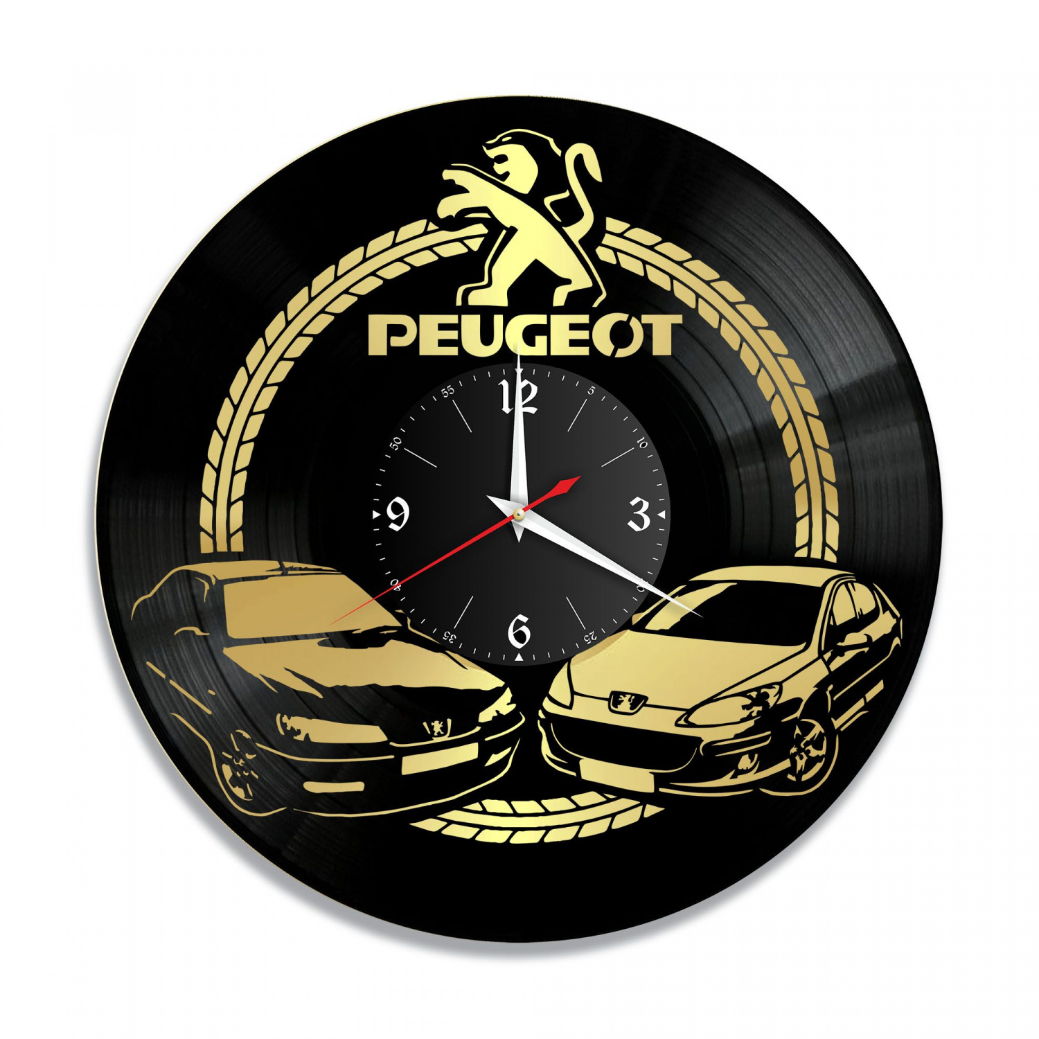 Часы настенные "Peugeot, золото" из винила, №2 VC-10425-1