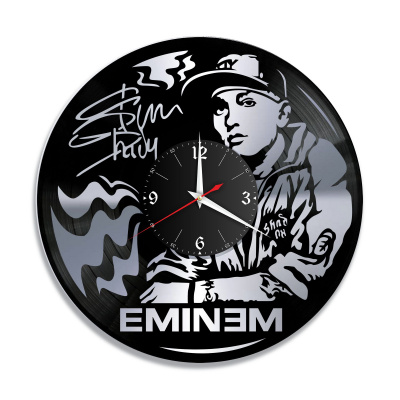Часы настенные "Eminem, серебро" из винила, №2