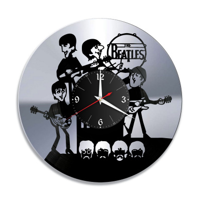 Часы настенные "группа Битлз (The Beatles), серебро" из винила, №11