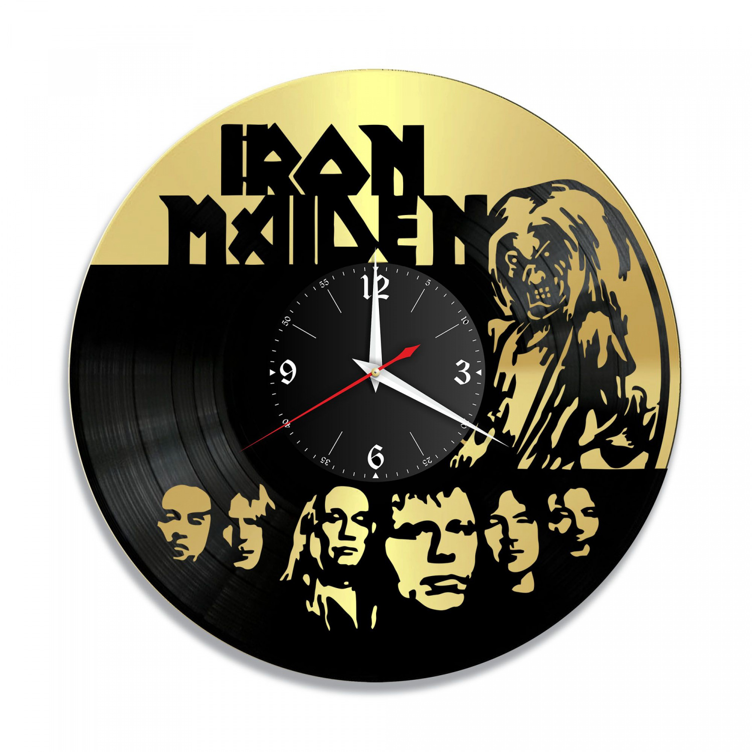 Часы настенные "группа Iron Maiden, золото" из винила, №1 VC-10100-1