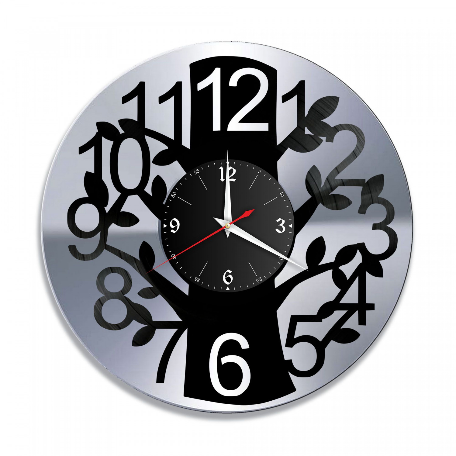Часы настенные "Цифры, серебро" из винила, №8 VC-10777-2
