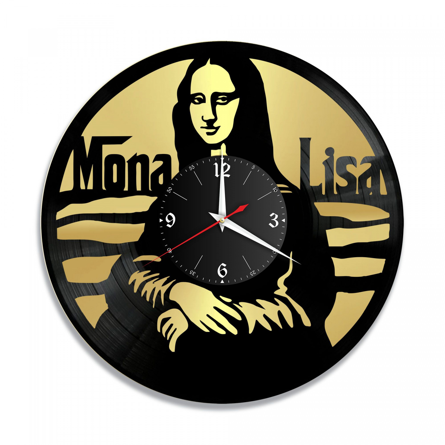 Часы настенные "Мона Лиза (Джоконда), золото" из винила, №1 VC-10761-1
