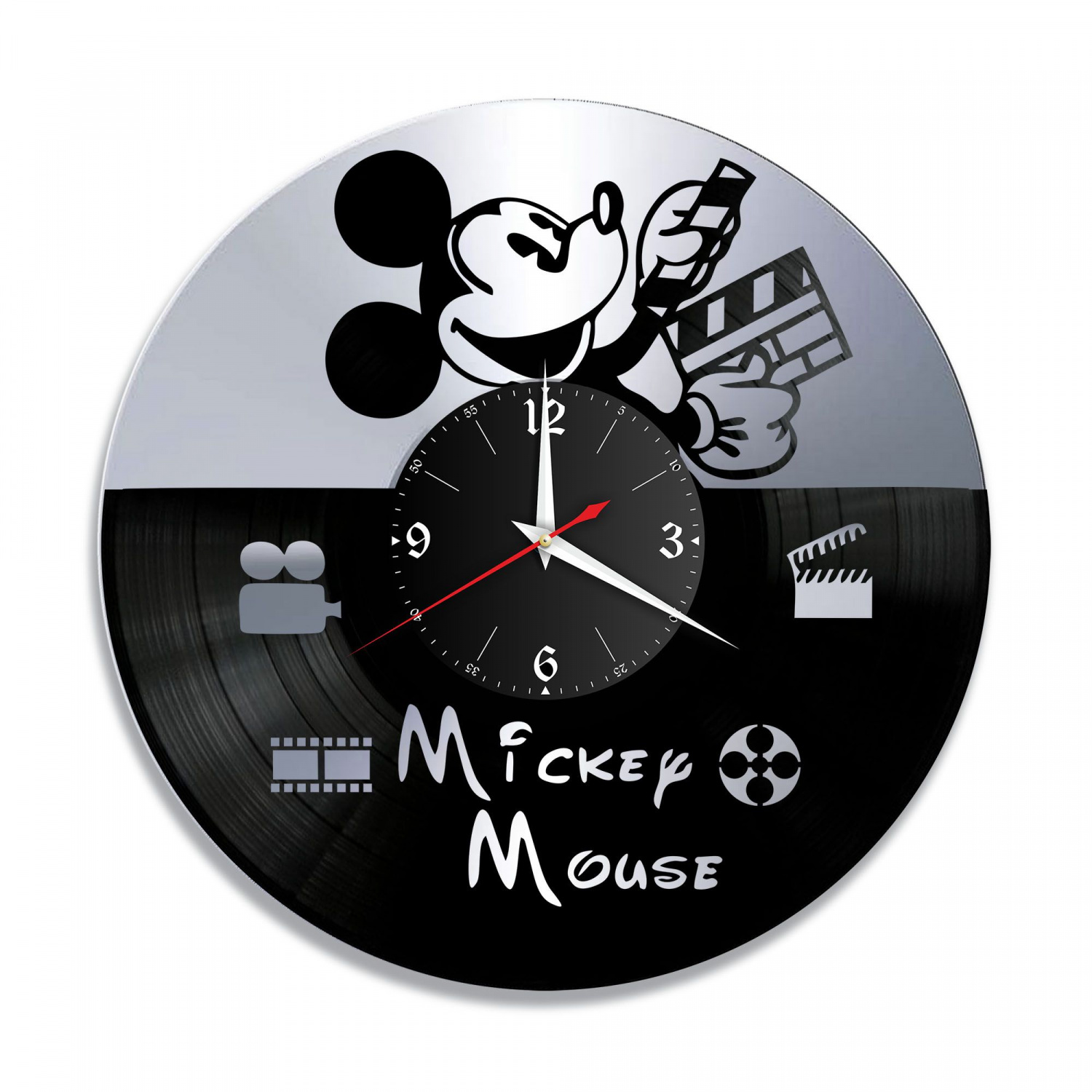 Часы настенные "Микки Маус, серебро" из винила, №1 VC-10334-2