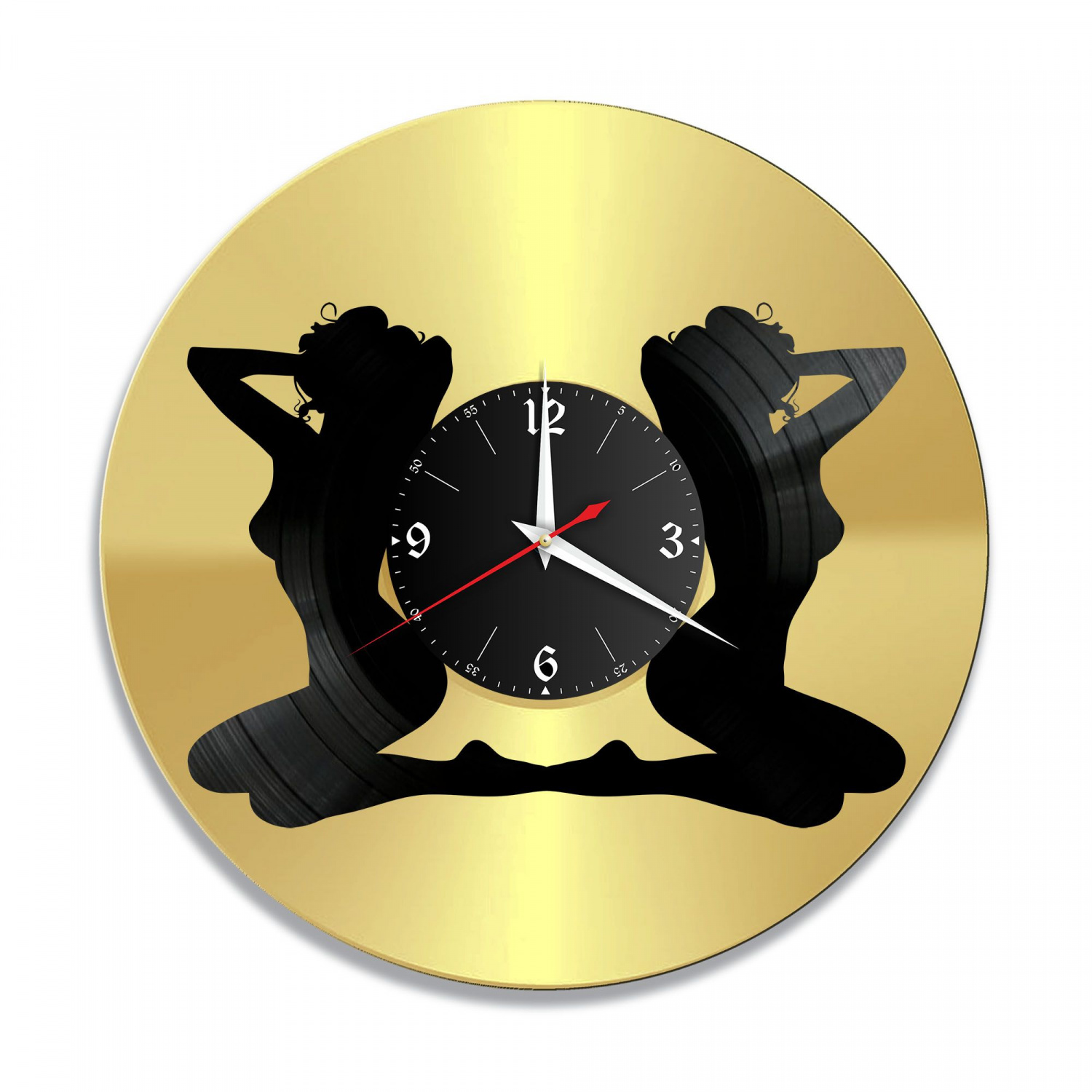 Часы настенные "2 девушки, золото" из винила, №3 VC-10684-1