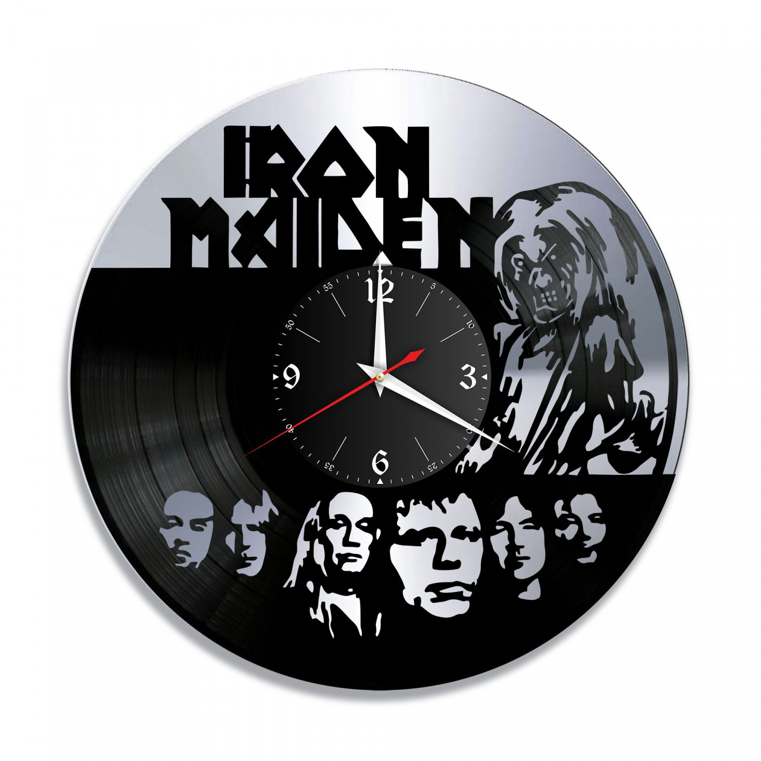 Часы настенные "группа Iron Maiden, серебро" из винила, №1 VC-10100-2
