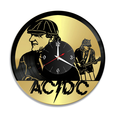 Часы настенные "группа AC DC, золото" из винила, №6