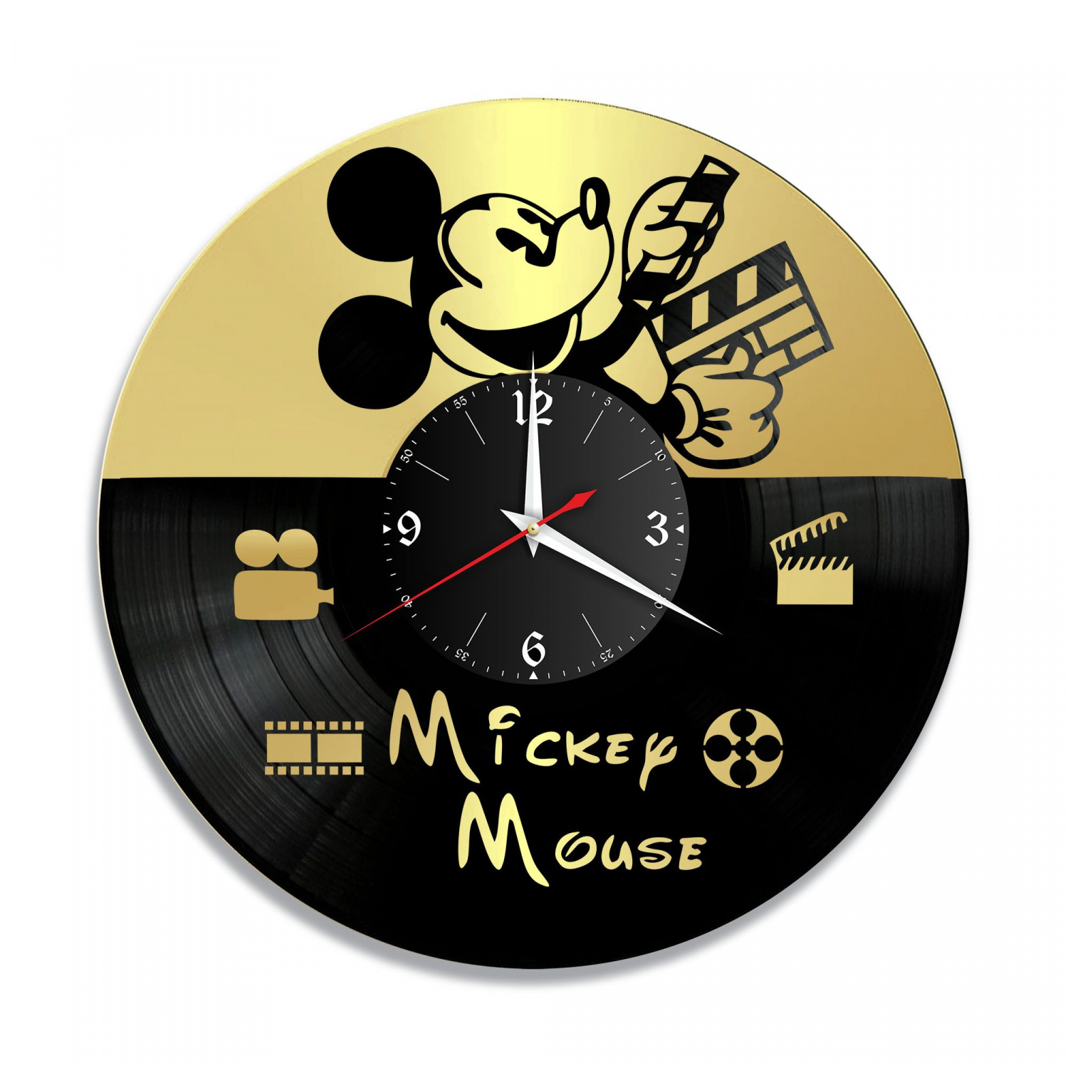 Часы настенные "Микки Маус, золото" из винила, №1 VC-10334-1