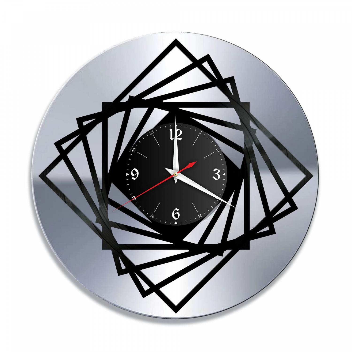 Часы настенные "Квадраты, серебро" из винила, №1 VC-11009-2