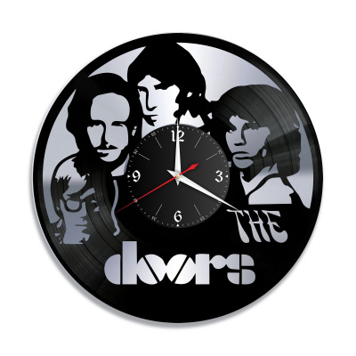 Часы настенные "группа The Doors, серебро" из винила, №1